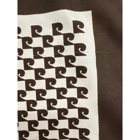 Vintage Pierre Cardin Paris Geometric Wave Print Silk Pocket Square Brown White - Picture 5 of 5